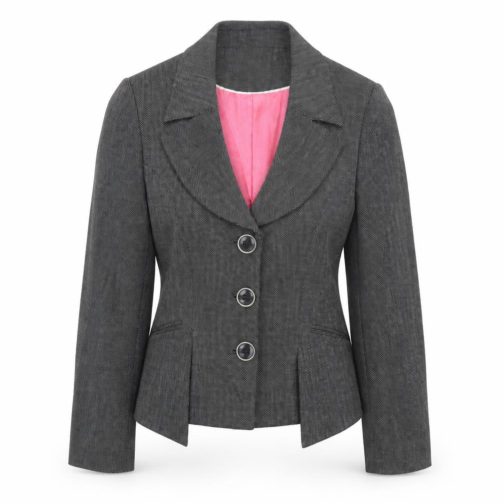 NEXT Womens Black Geometric Jacket Blazer Size 14 Button