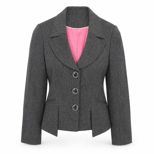 Next Womens Black Geometric Jacket Blazer Size 14 Button