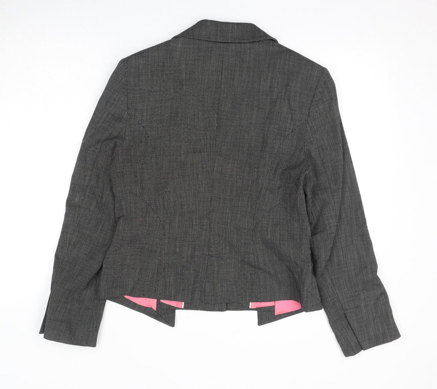 NEXT Womens Black Geometric Jacket Blazer Size 14 Button