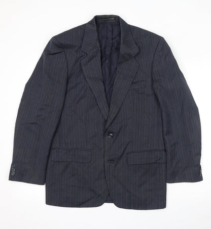 Marks & Spencer Mens Grey Striped Polyester Jacket Suit Jacket Size 36 Regular