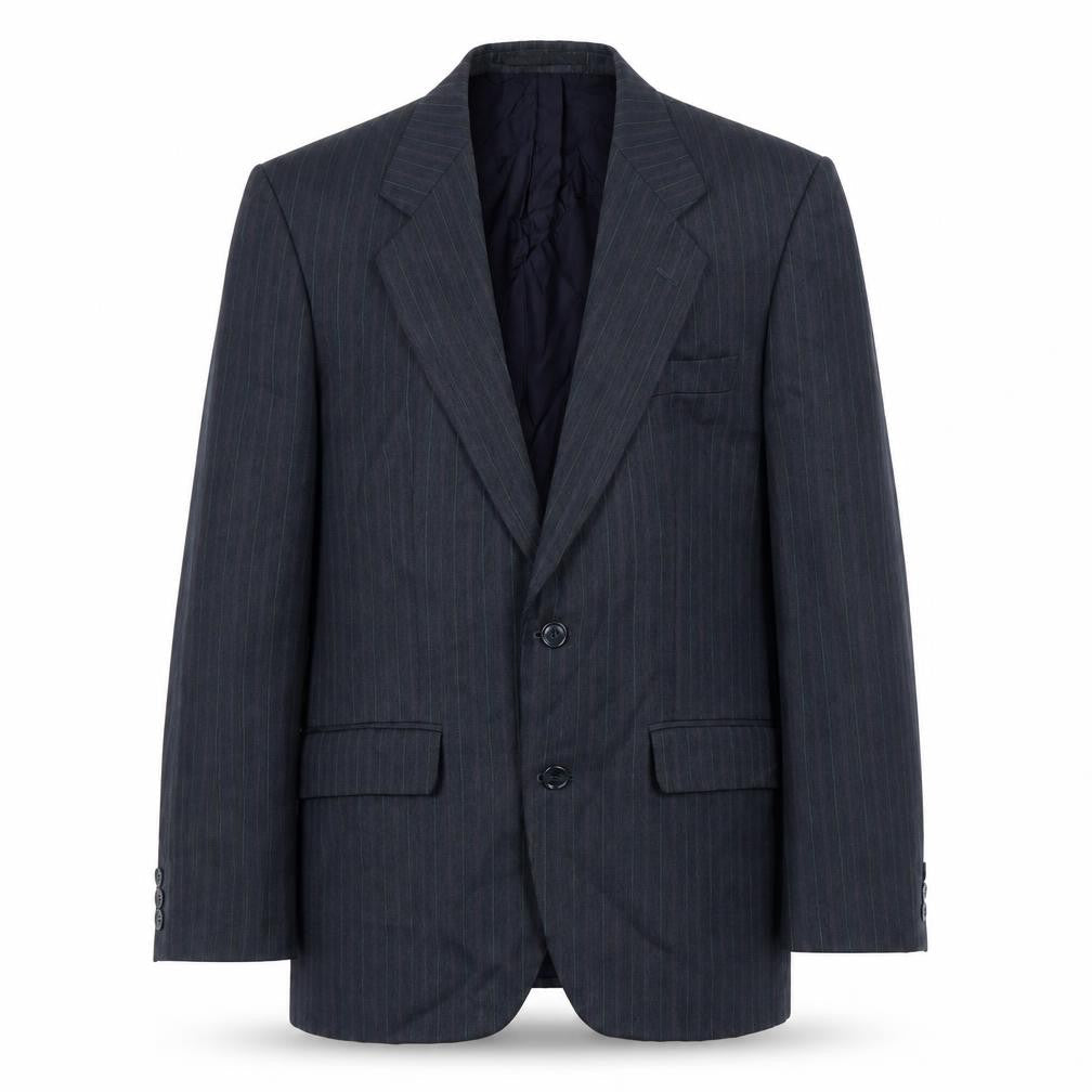 Marks & Spencer Mens Grey Striped Polyester Jacket Suit Jacket Size 36 Regular