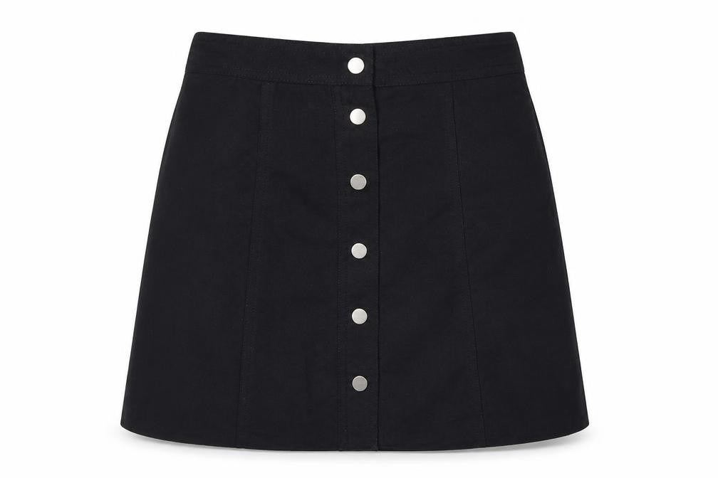 Divided by H&M Womens Black Polyester A-Line Skirt Size 4 Snap