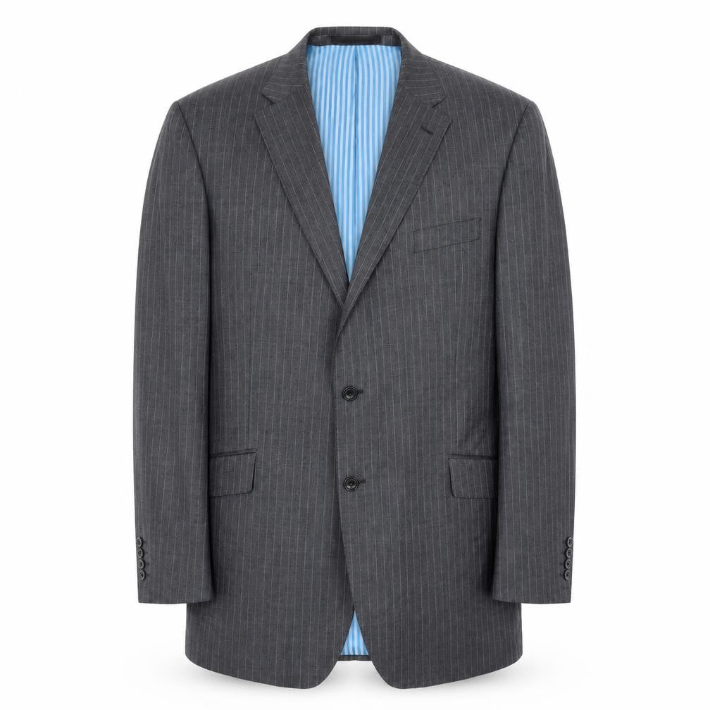 Marks & Spencer Mens Grey Striped Wool Jacket Suit Jacket Size 46 Regular
