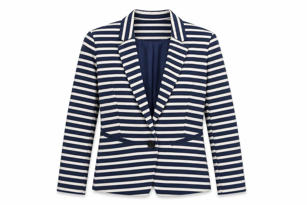 Bershka Womens Blue Striped Jacket Blazer Size M Button