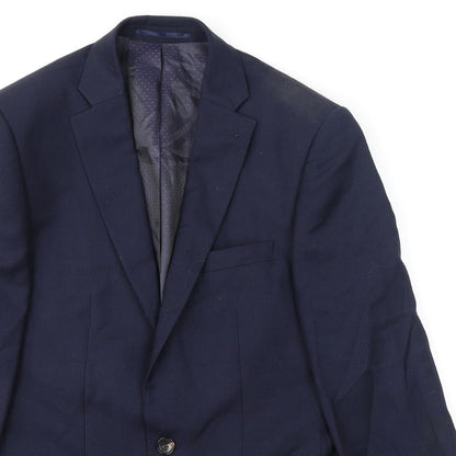 Next Mens Blue Wool Jacket Suit Jacket Size 38 Regular