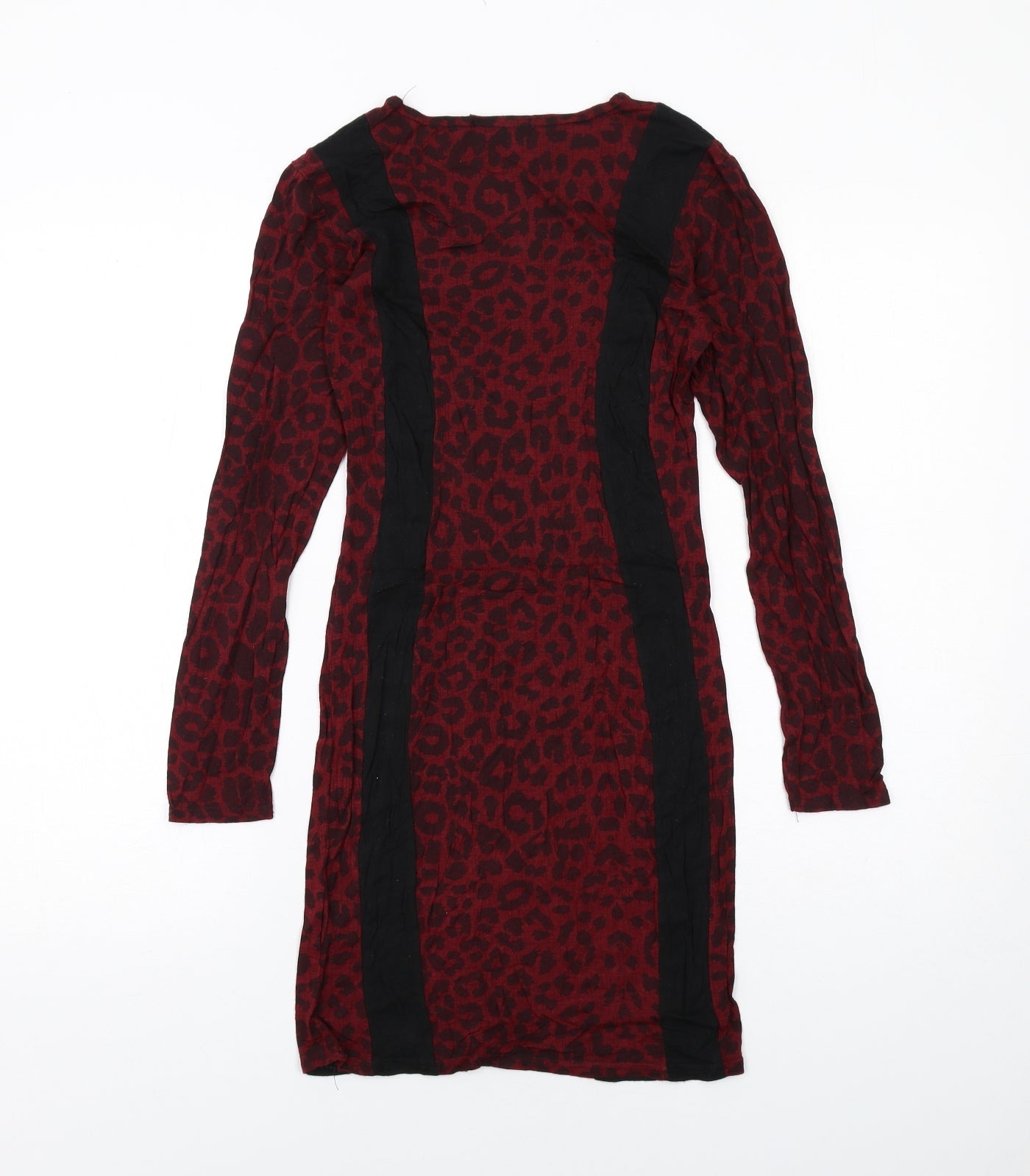 Pilot Womens Red Animal Print Viscose Pencil Dress Size S Boat Neck Pullover - Leopard Print