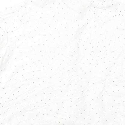 Zara Womens White Polka Dot Viscose Basic Button-Up Size M Collared