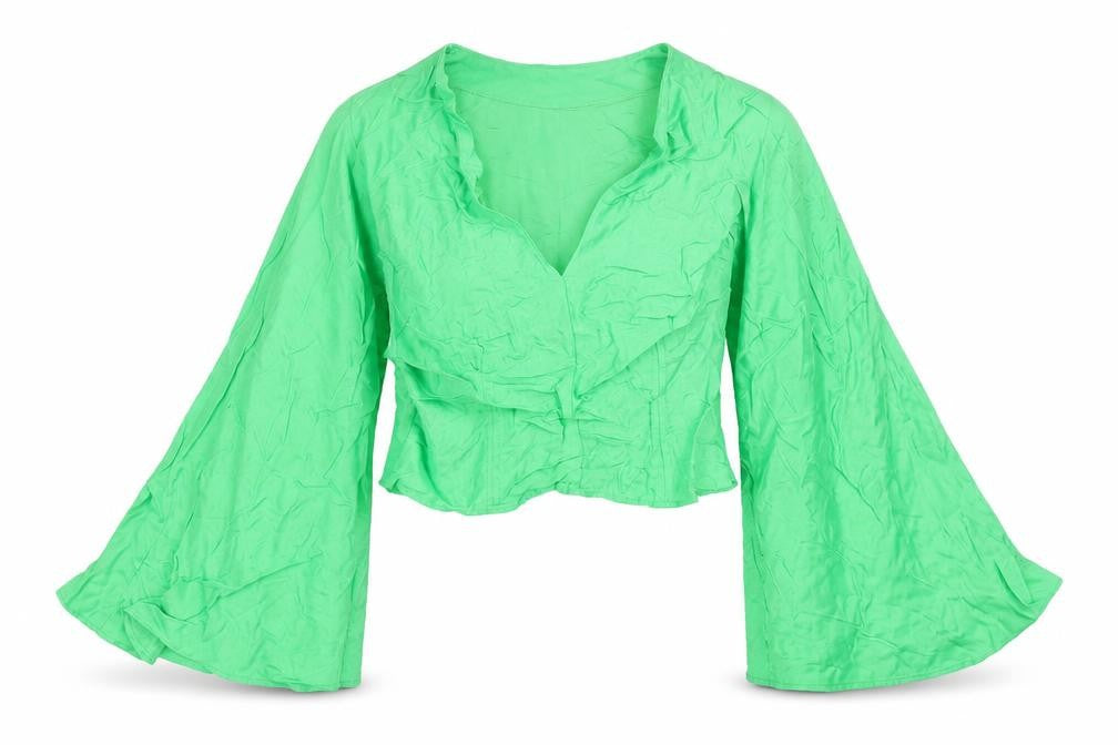 Zara Womens Green Viscose Basic Blouse Size S V-Neck
