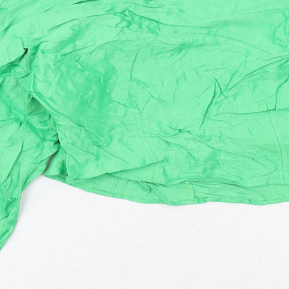 Zara Womens Green Viscose Basic Blouse Size S V-Neck