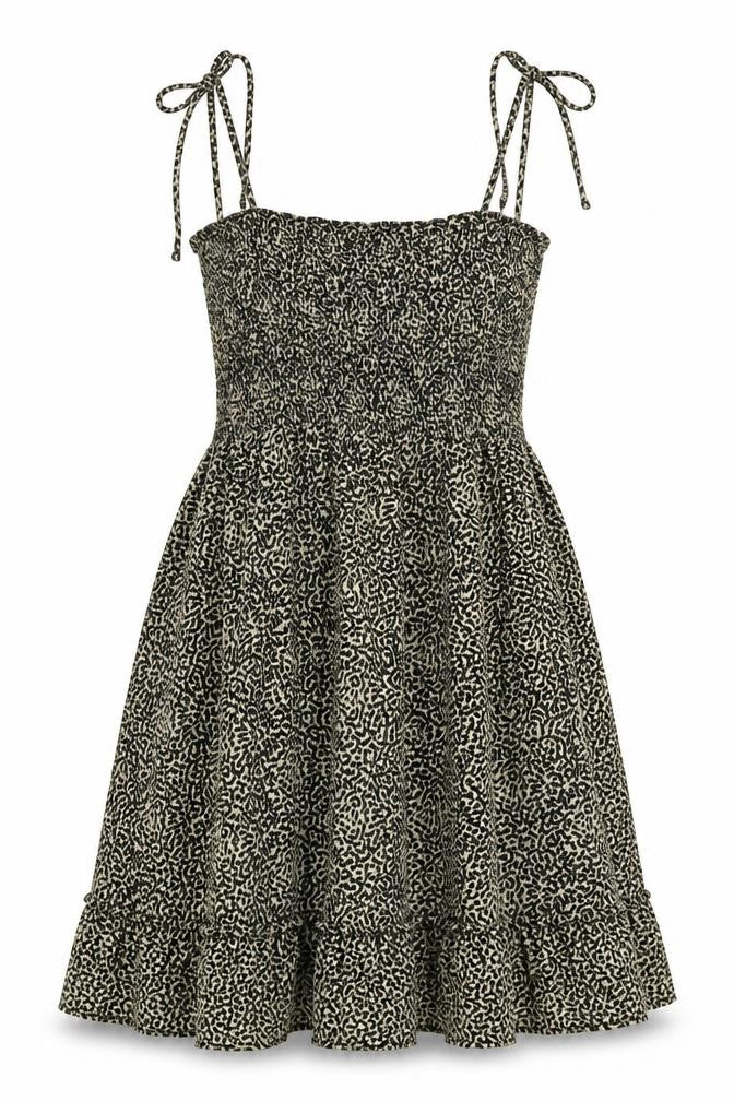 Topshop Womens Black Geometric Polyester A-Line Size 10 Square Neck Pullover - Tie Strap Detail