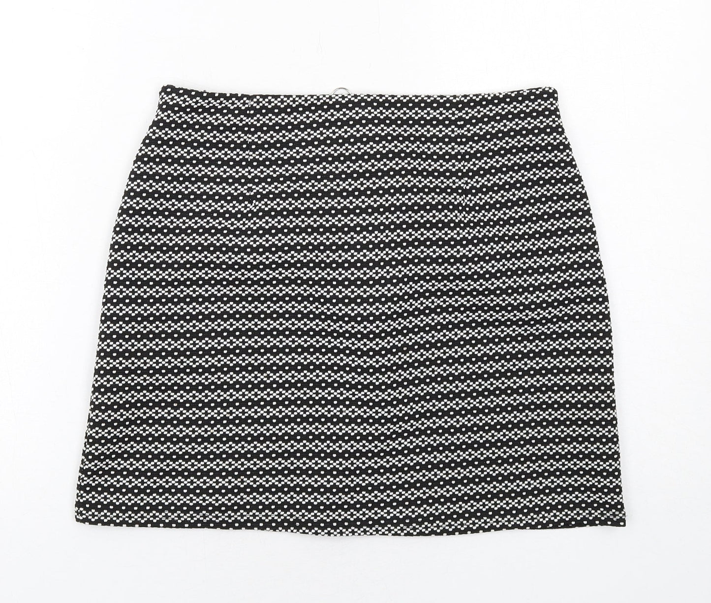 New Look Womens Black Geometric Polyester A-Line Skirt Size 12 Zip