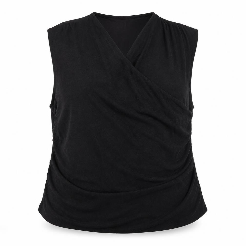 Marks & Spencer Womens Black Polyamide Basic Blouse Size 24 V-Neck