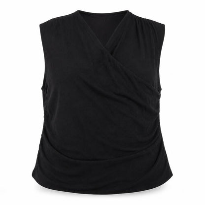 Marks & Spencer Womens Black Polyamide Basic Blouse Size 24 V-Neck