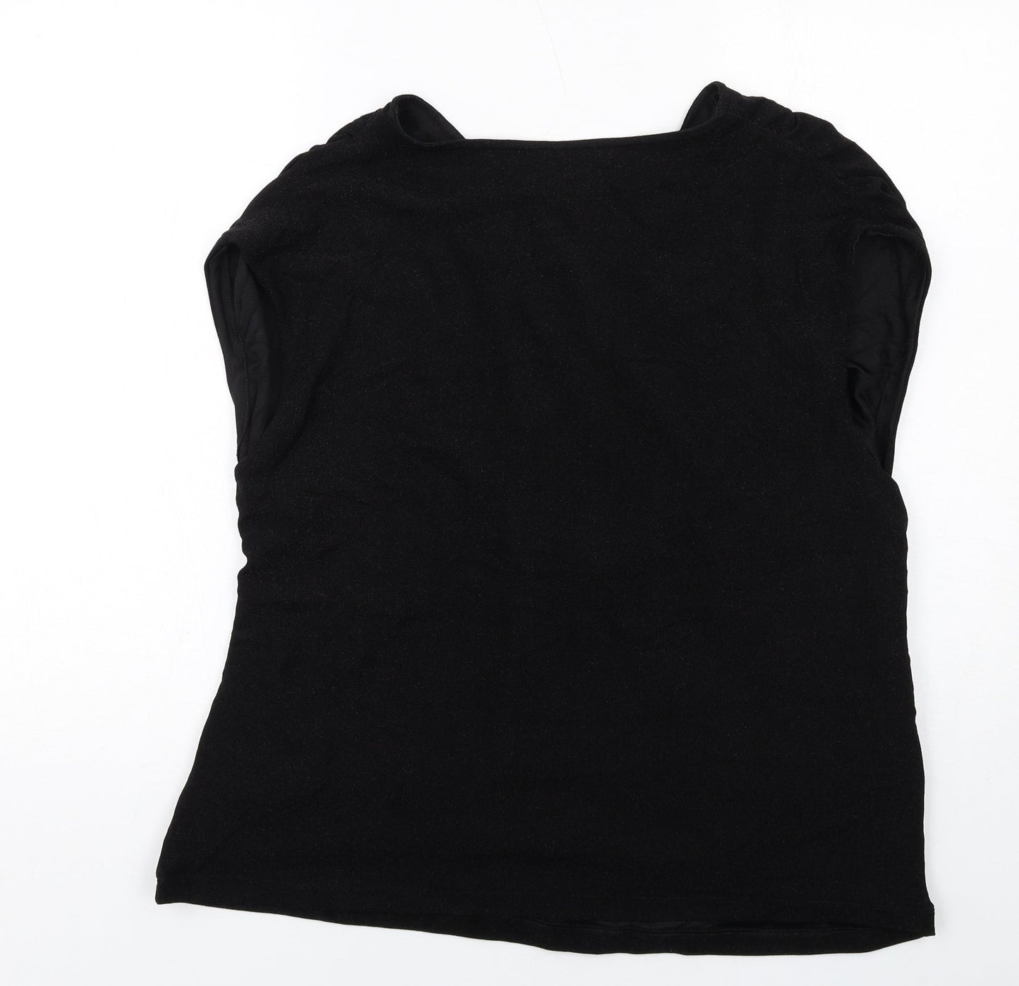 Marks and Spencer Womens Black Polyamide Basic Blouse Size 24 V-Neck