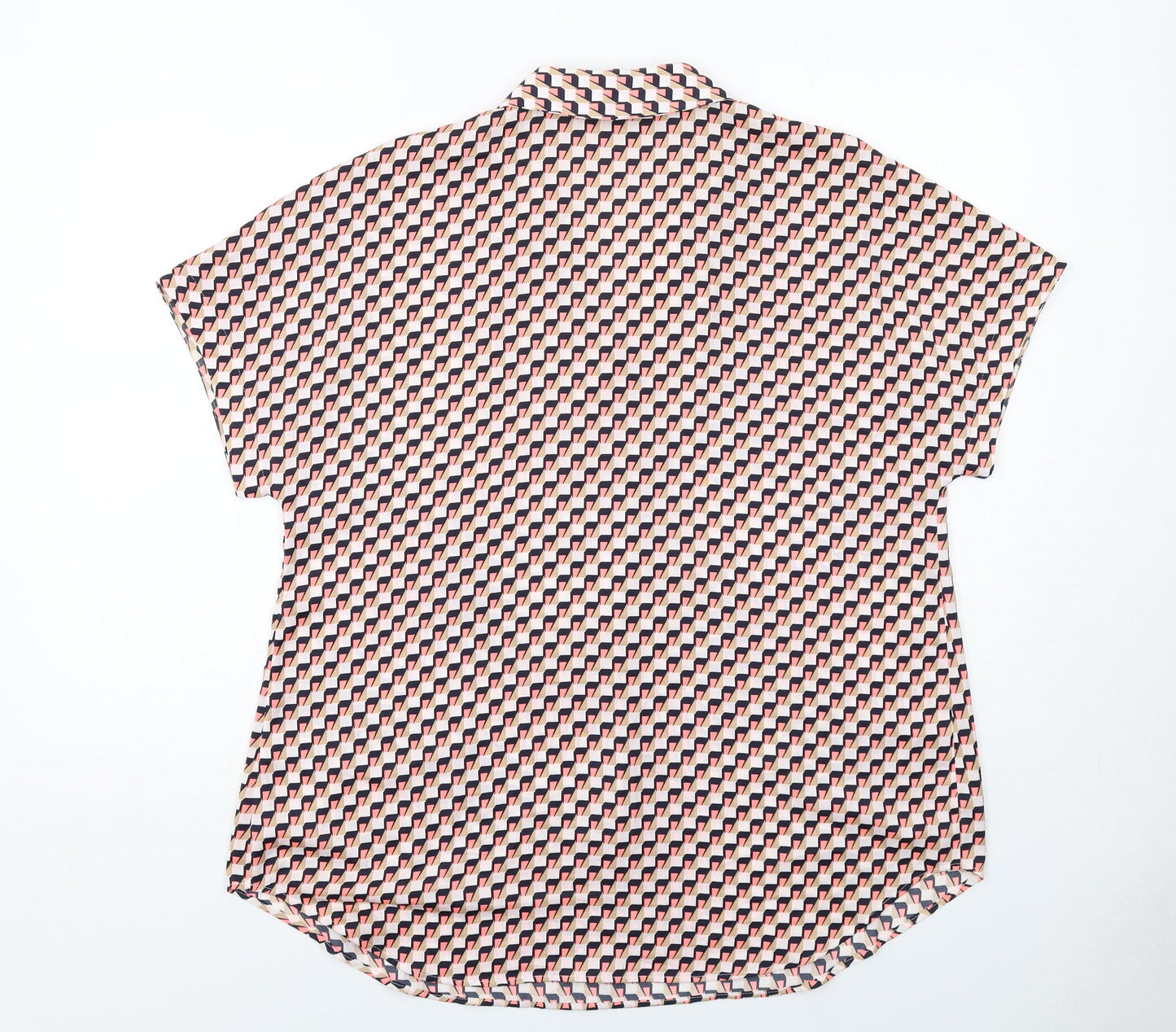 Marks and Spencer Womens Multicoloured Geometric Polyester Basic Button-Up Size 12 Collared