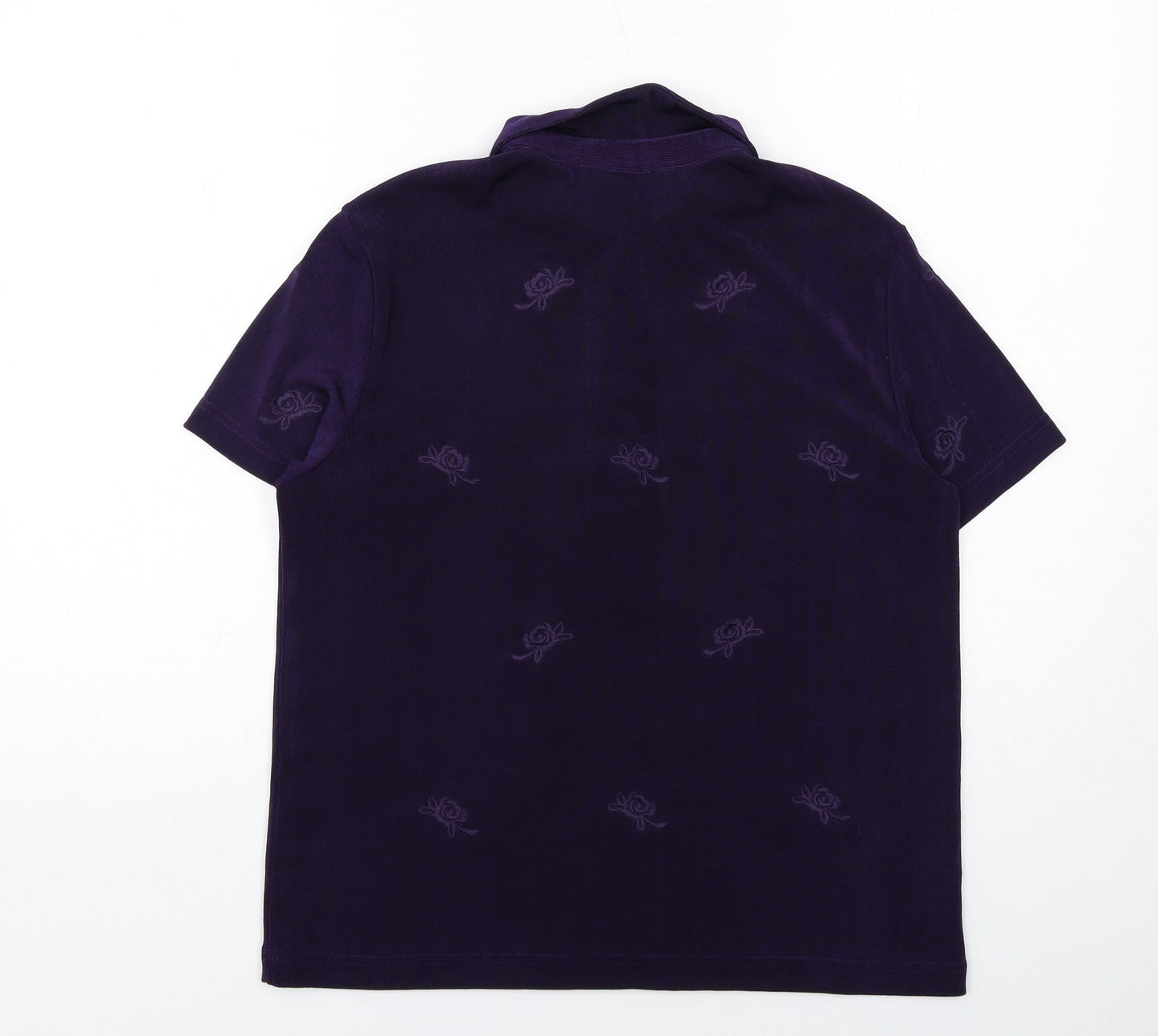 Together Womens Purple Floral Polyester Basic Polo Size 14 Collared