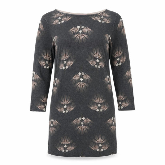 Next Womens Grey Geometric Cotton Jumper Dress Size 14 Round Neck Pullover