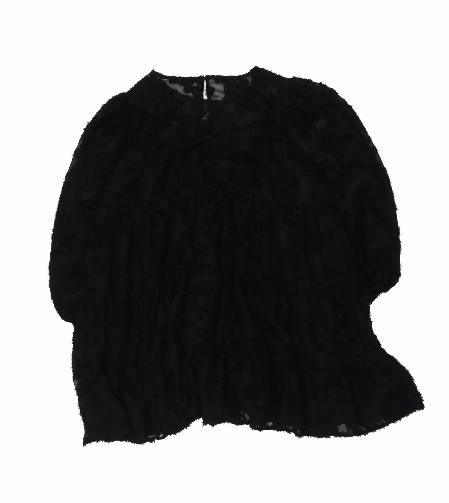 Zara Womens Black Polyester A-Line Size S Round Neck Button
