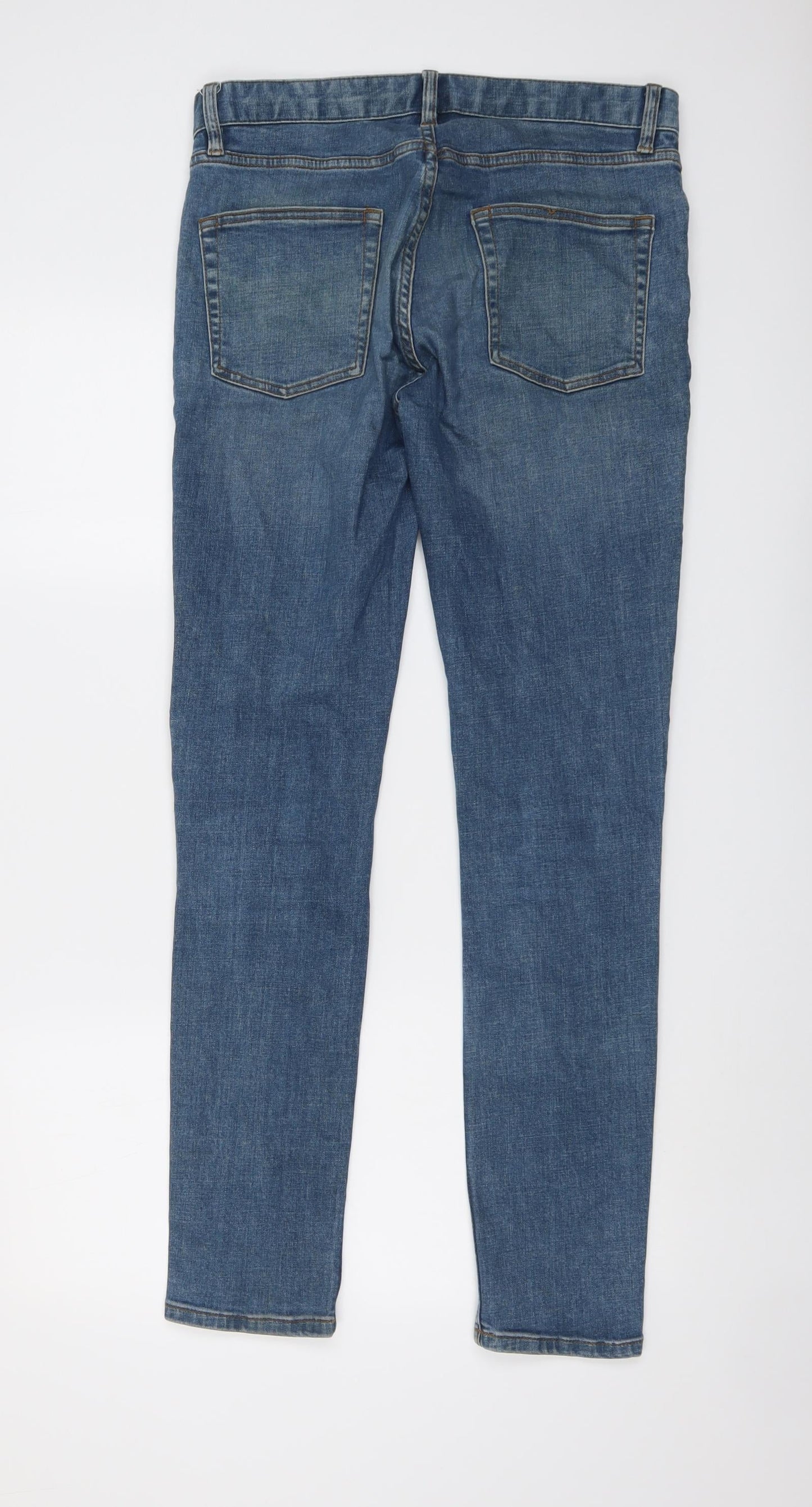 Topman Mens Blue Cotton Skinny Jeans Size 30 in L32 in Regular Button
