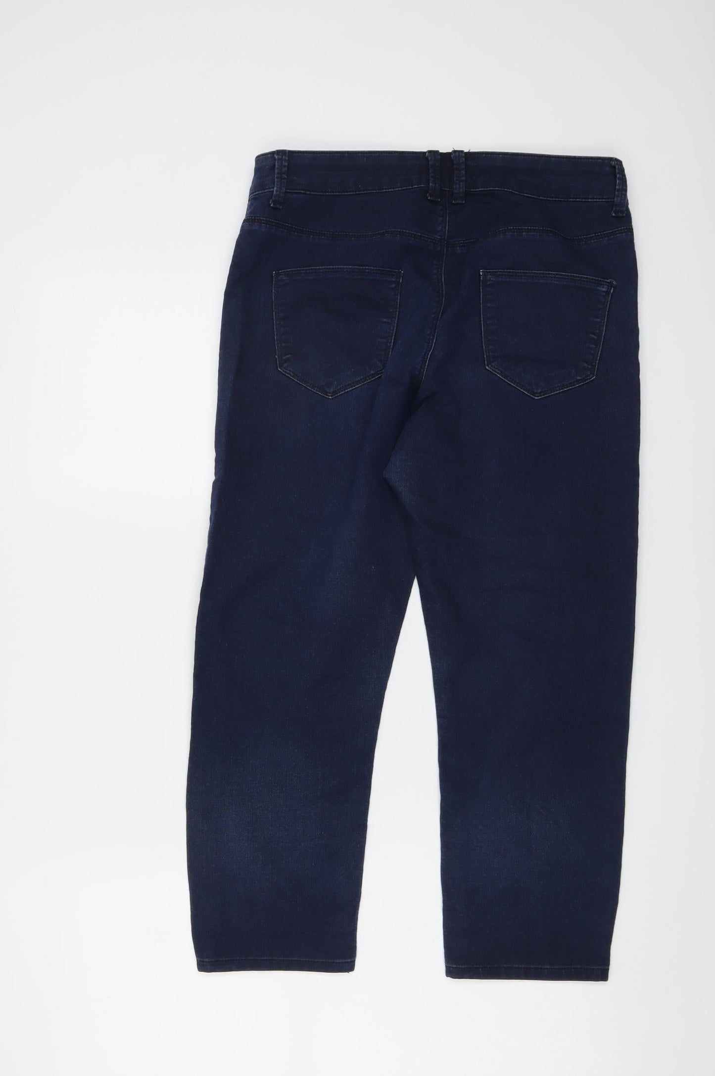 Marks and Spencer Womens Blue Cotton Straight Jeans Size 10 L23 in Regular Button