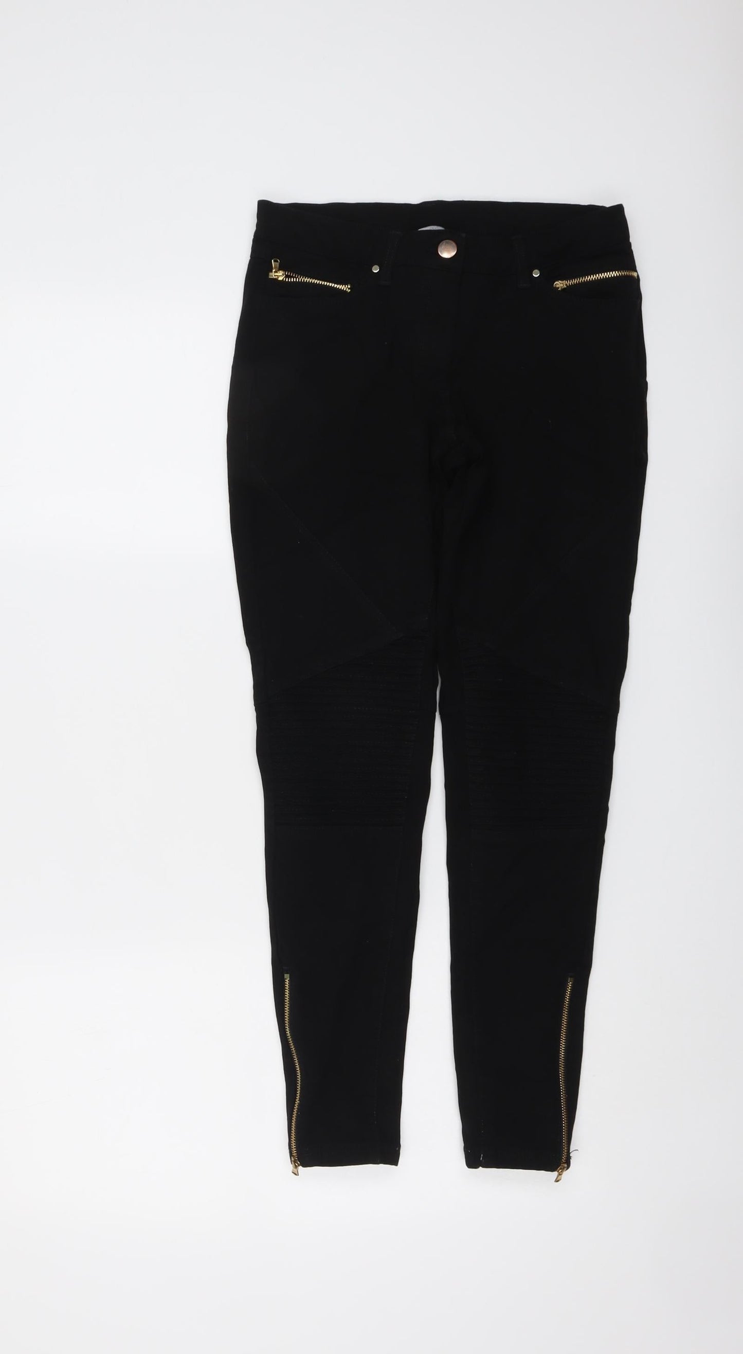 H&M Womens Black Cotton Skinny Jeans Size 6 L26 in Regular Button