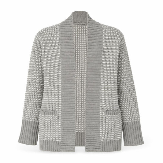 M&Co Womens Grey V-Neck Geometric Acrylic Cardigan Jumper Size S
