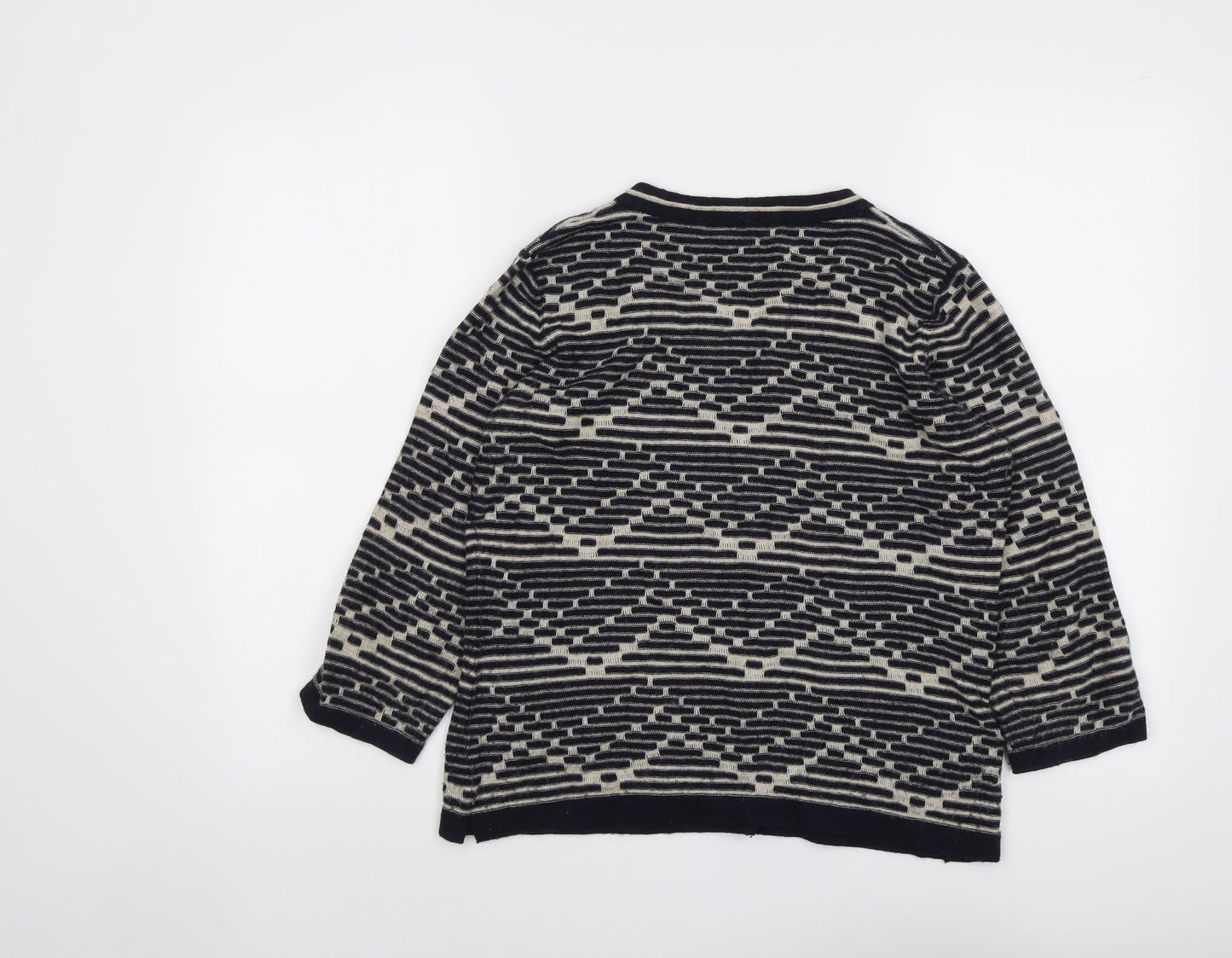 CC Womens Blue Square Neck Geometric Acrylic Pullover Jumper Size M