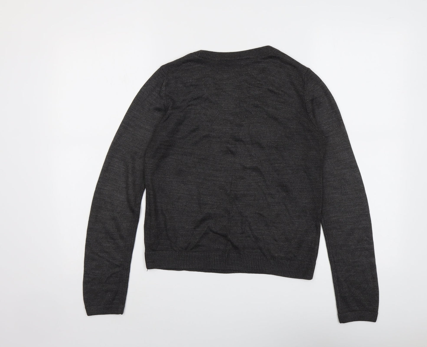 Marks and Spencer Womens Grey Round Neck Acrylic Pullover Jumper Size 8
