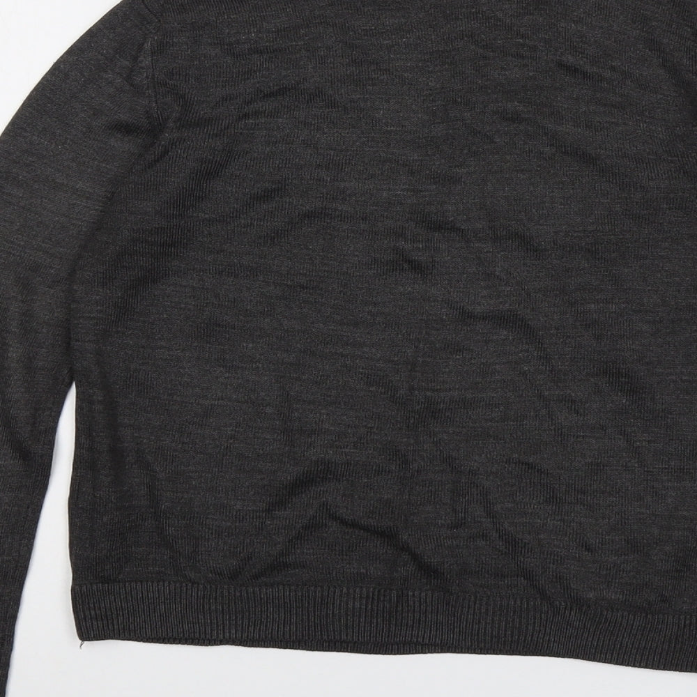 Marks and Spencer Womens Grey Round Neck Acrylic Pullover Jumper Size 8