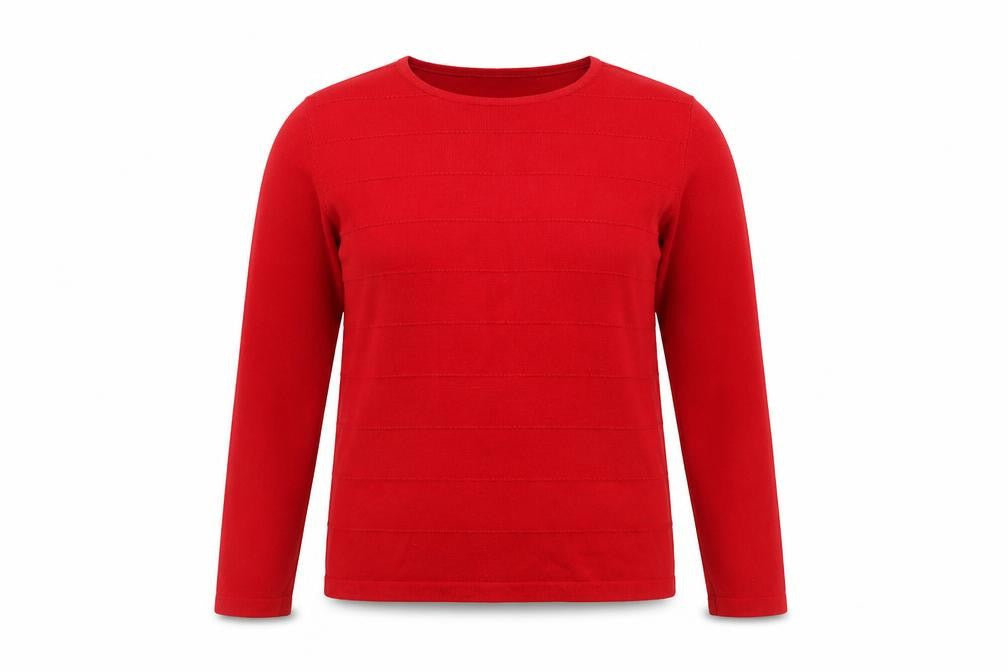 JUST ELEGANCE Womens Red Round Neck Viscose Pullover Jumper Size M