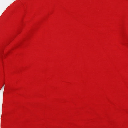 JUST ELEGANCE Womens Red Round Neck Viscose Pullover Jumper Size M