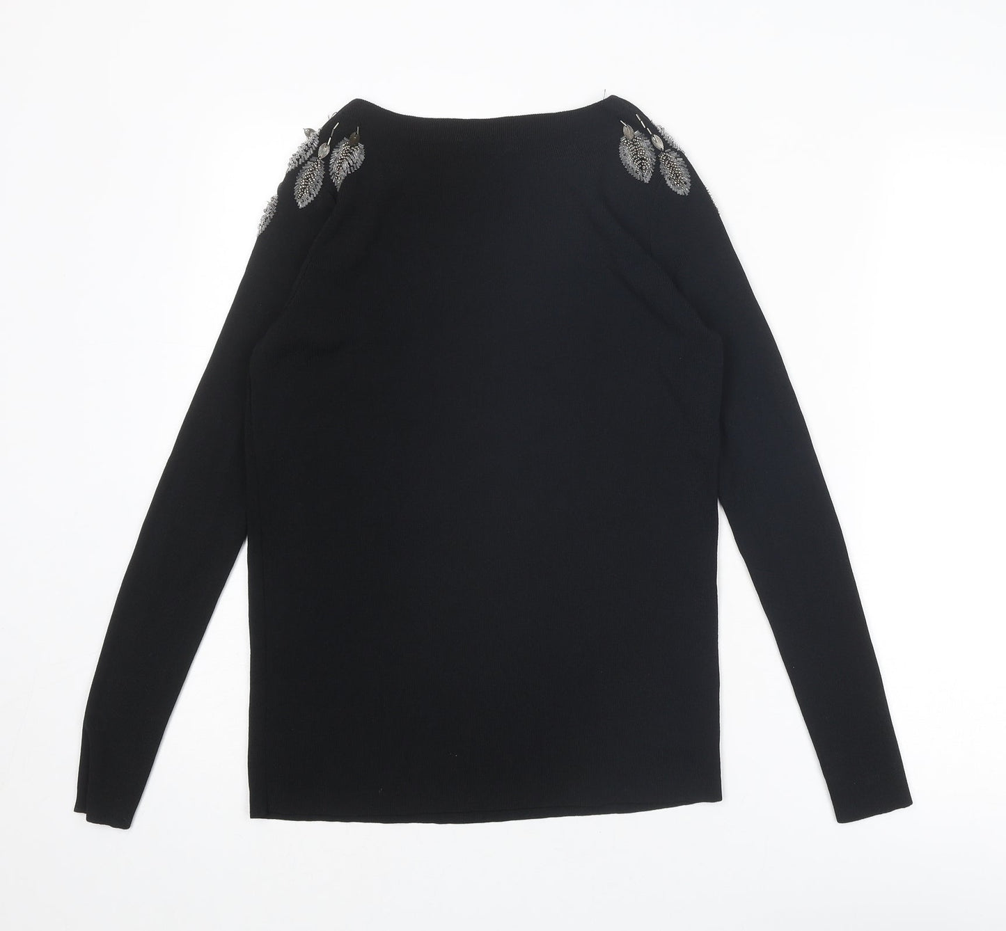 Zara Womens Black Polyester Basic Blouse Size S Round Neck