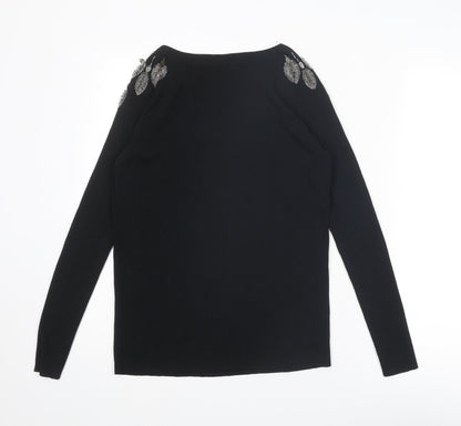 Zara Womens Black Polyester Basic Blouse Size S Round Neck