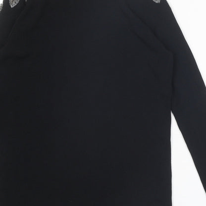 Zara Womens Black Polyester Basic Blouse Size S Round Neck
