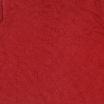 Jumper Womens Red V-Neck Acrylic Pullover Jumper Size L