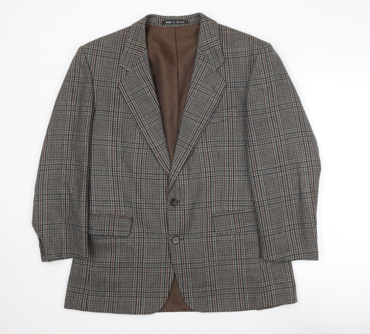 Dunn & Co Mens Brown Plaid Wool Jacket Suit Jacket Size 40 Regular