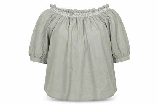 Marks and Spencer Womens Green Cotton Basic Blouse Size 10 Round Neck