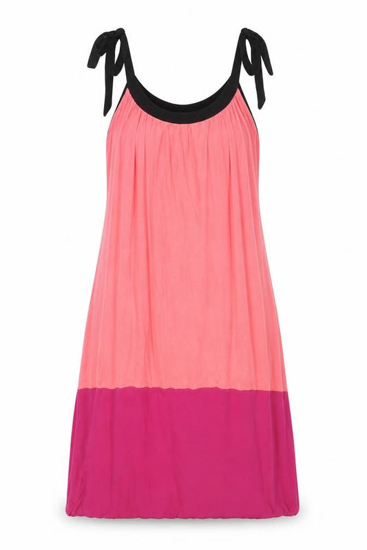 Gap Womens Pink Colourblock Viscose Slip Dress Size S Scoop Neck Tie - Tie Shoulder Detail