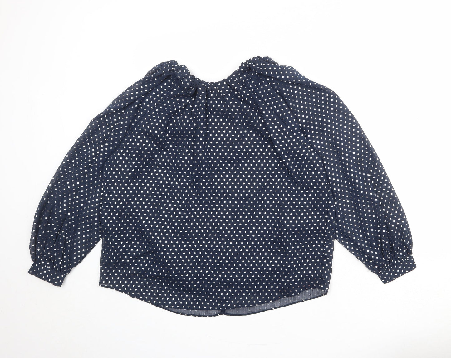 Marks and Spencer Womens Blue Polka Dot Polyester Basic Blouse Size 10 Round Neck
