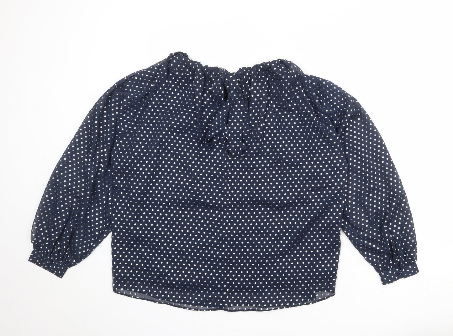 Marks and Spencer Womens Blue Polka Dot Polyester Basic Blouse Size 10 Round Neck