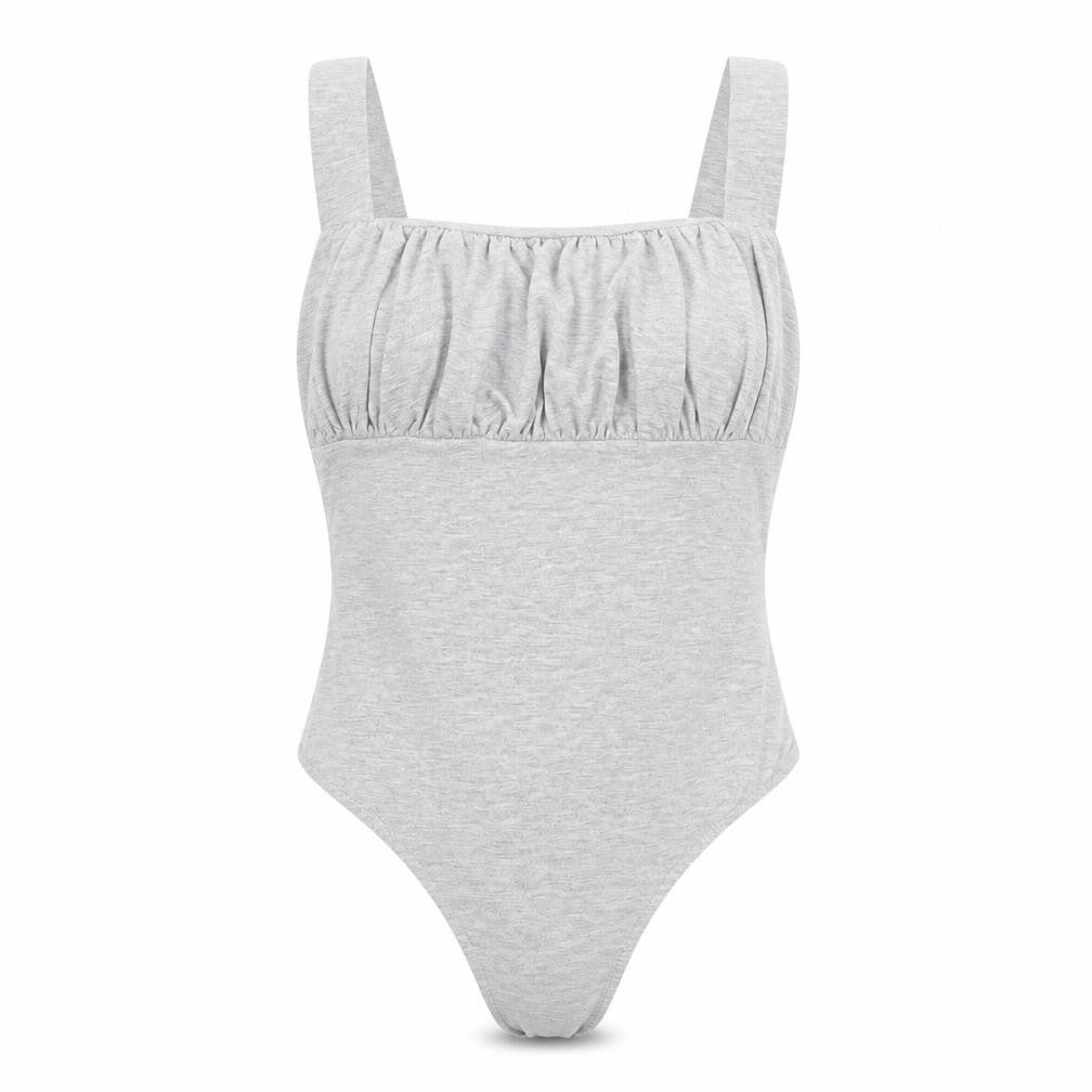 Missguided Womens Grey Viscose Bodysuit One-Piece Size 12 Snap
