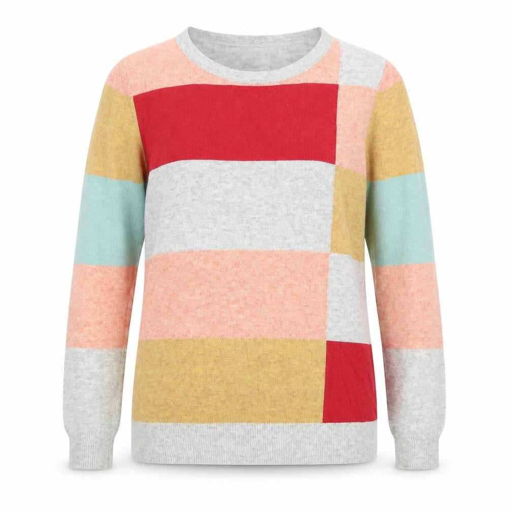 Monsoon Womens Multicoloured Round Neck Geometric Nylon Pullover Jumper Size M