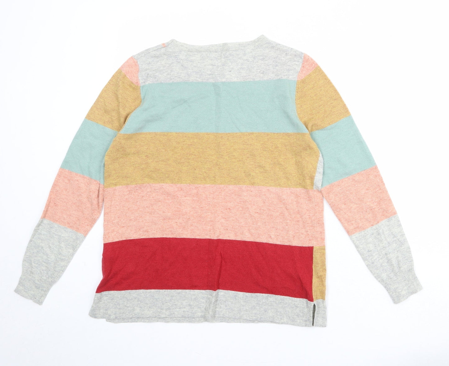 Monsoon Womens Multicoloured Round Neck Geometric Nylon Pullover Jumper Size M