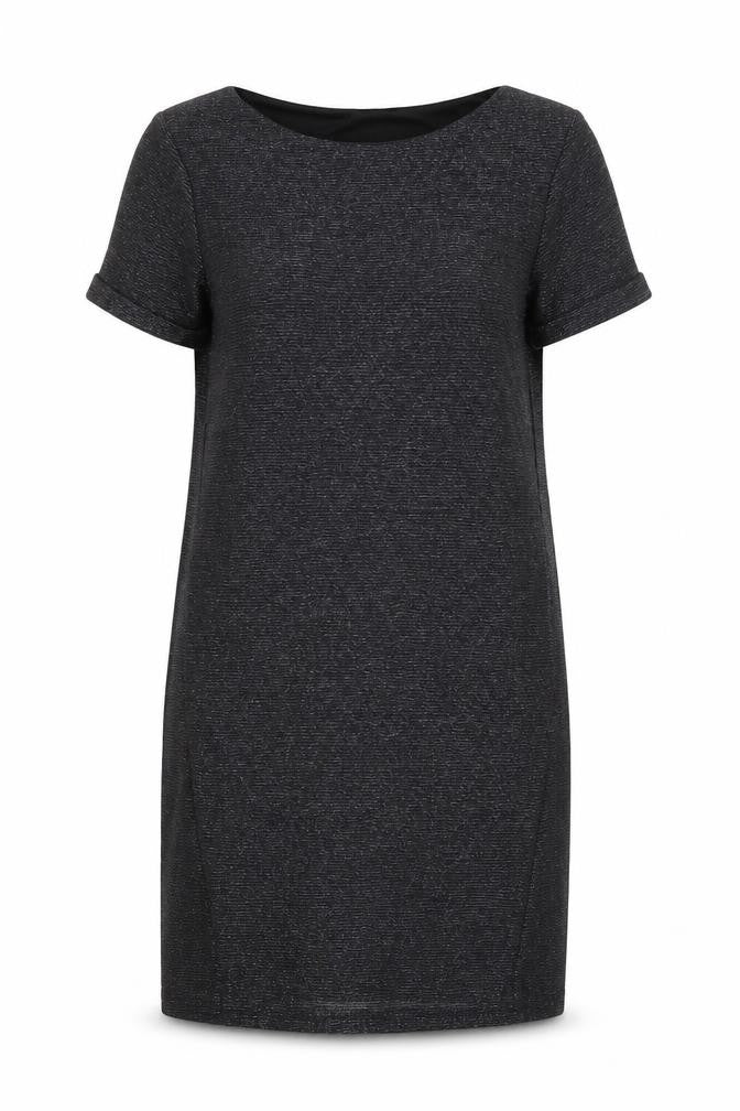 Warehouse Womens Grey Polyester T-Shirt Dress Size 8 Boat Neck Pullover