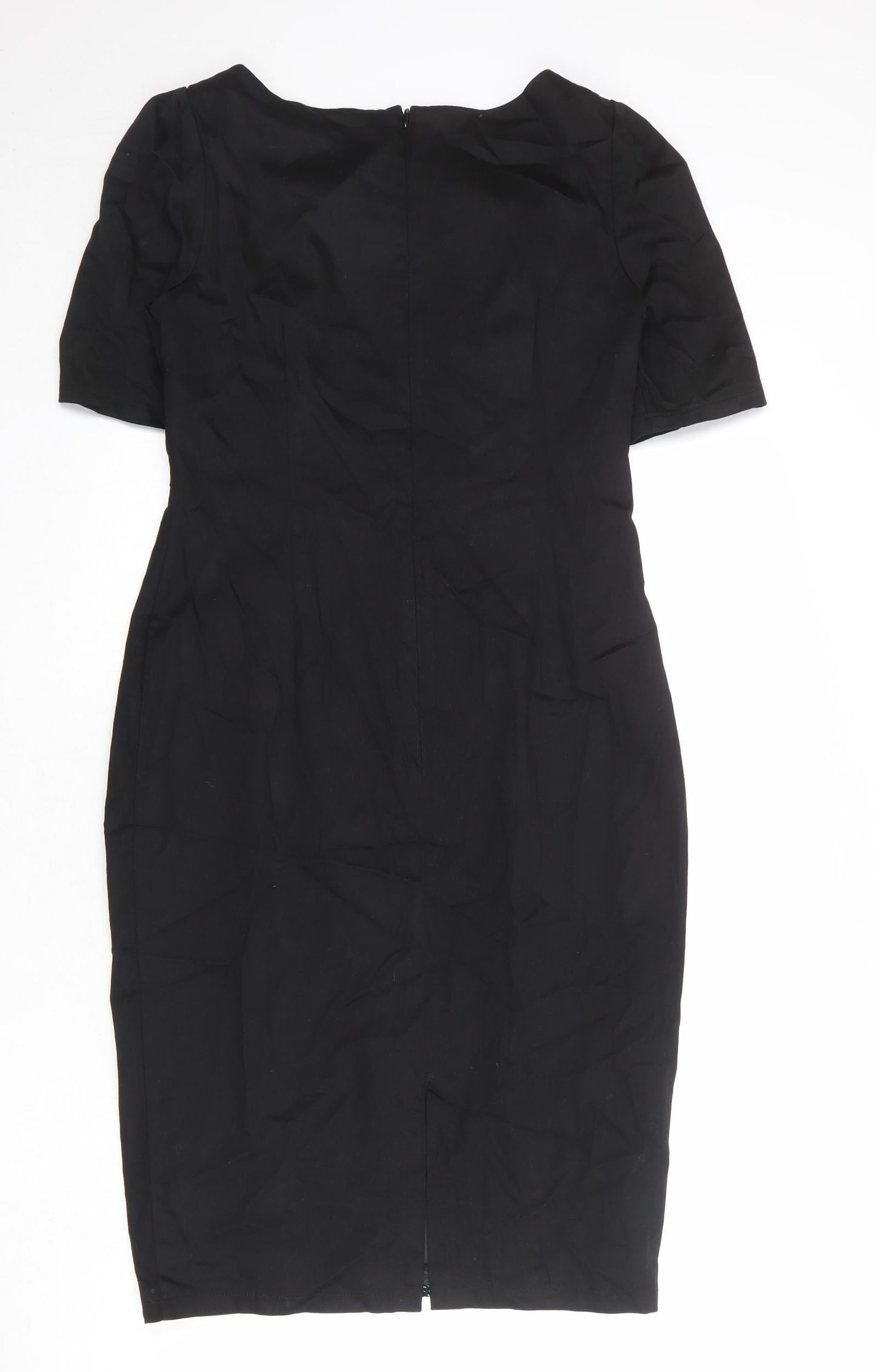 Per Una Womens Black Geometric Cotton Shift Size 12 Round Neck Zip