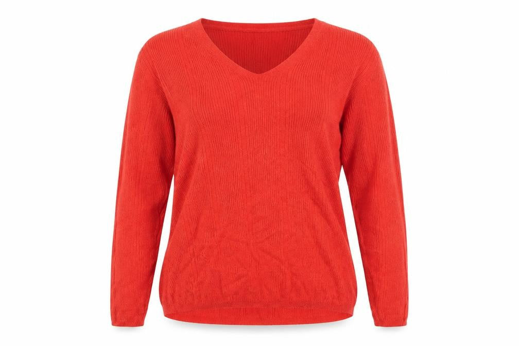 Marks & Spencer Womens Red V-Neck Viscose Pullover Jumper Size 18