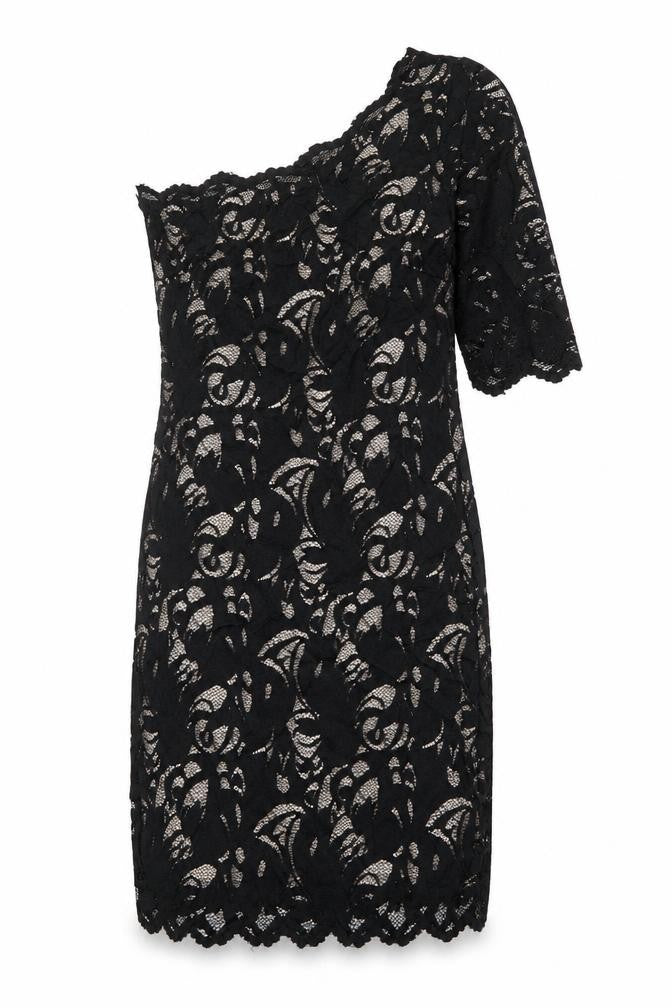 H&M Womens Black Floral Polyamide A-Line Size M One Shoulder Zip