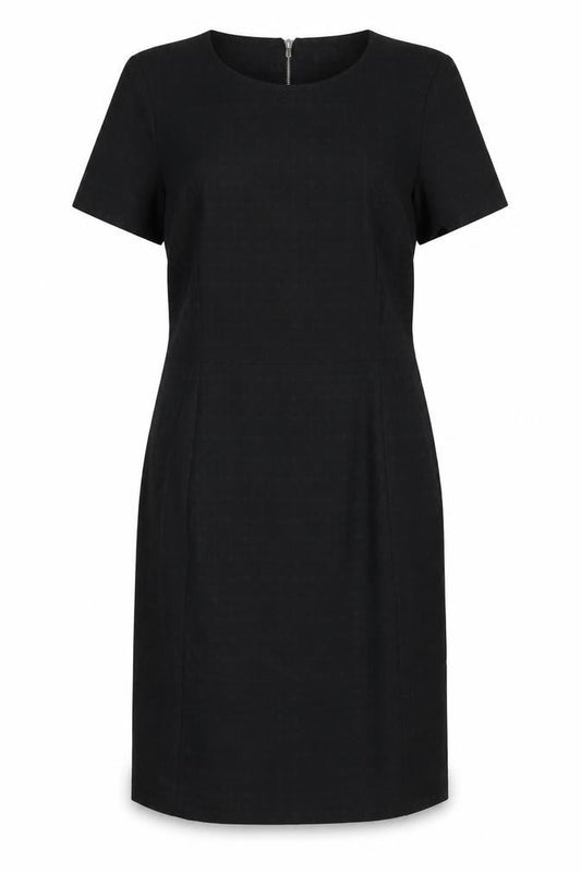 NEXT Womens Black Geometric Polyester Shift Size 12 Round Neck Zip