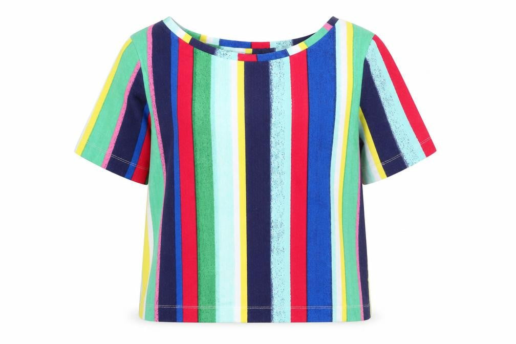 Marks & Spencer Womens Multicoloured Striped Polyester Basic Blouse Size 10 Round Neck