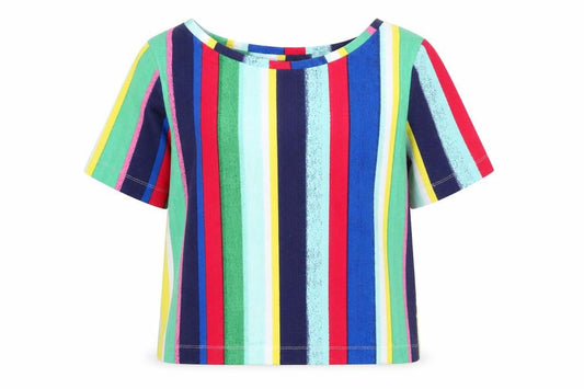 Marks and Spencer Womens Multicoloured Striped Polyester Basic Blouse Size 10 Round Neck